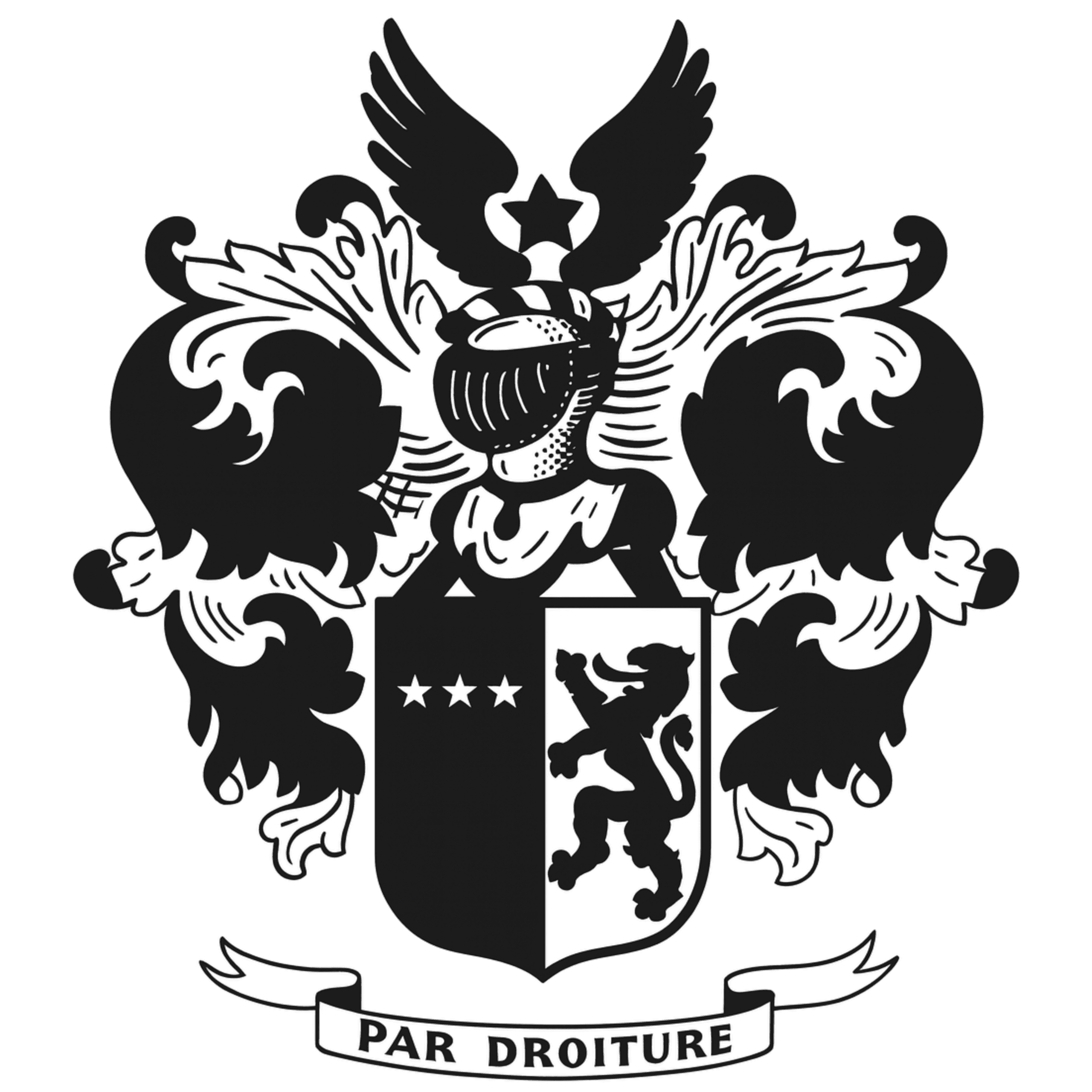 Logo of Blier in black and white, with motto PAR DROITURE